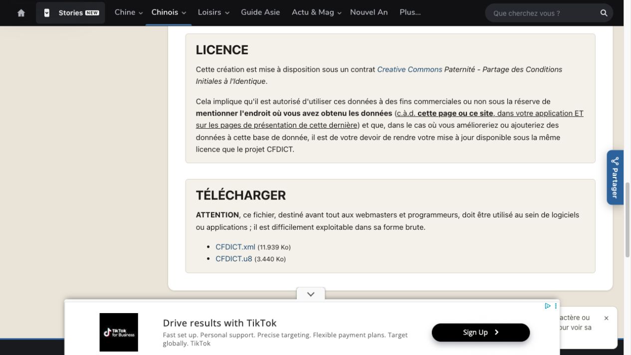 CFDICT CC BY-SA licence evidence