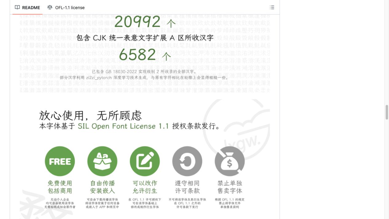 LXGW WenKai OFL licence evidence